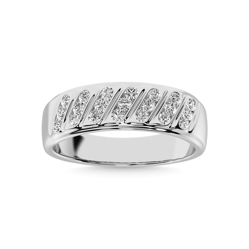 14K White Gold 1/2 Ct.Tw.Diamond Mens Band