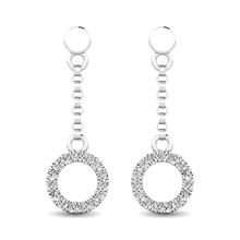 10K White Gold 1/20 Ct.Tw.Diamond Circle Drop Earrings