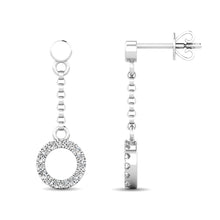 10K White Gold 1/20 Ct.Tw.Diamond Circle Drop Earrings