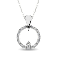 10K White Gold 1/10 Ct.Tw.Diamond Circle Pendant