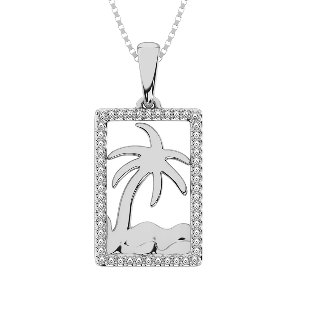14K White Gold 1/10 Ct.Tw.Diamond Fashion Pendant