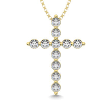 Shared Prong Diamond  1/5 Ct.Tw Cross Pendant.