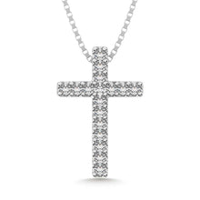 14K White Gold 1/10 Ct.Tw.Diamond Cross Pendant