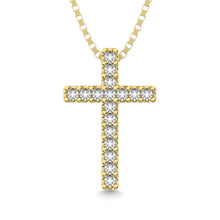 Classic Diamond Cross Pendant 1/10 Ct.Tw. 10K Yellow Gold - thediamondsq