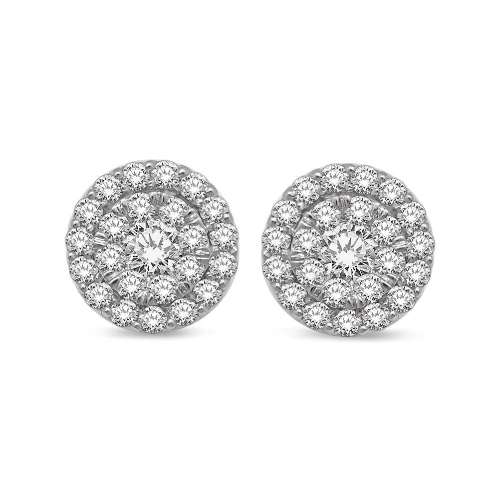 14K White Gold 1 Ctw Invisible Diamond Fashion Earrings