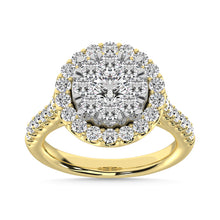 Diamond 1 1/2 Ct.Tw. Engagement Ring With Center Flower White Gold touch in 14K Yellow Gold