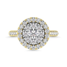 Diamond 1 1/2 Ct.Tw. Engagement Ring With Center Flower White Gold touch in 14K Yellow Gold