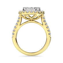 Diamond 1 1/2 Ct.Tw. Engagement Ring With Center Flower White Gold touch in 14K Yellow Gold