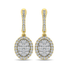 14K Yellow Gold  1 1/2 Ctw Diamond Drop Earrings
