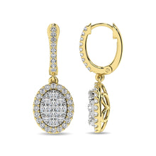 14K Yellow Gold  1 1/2 Ctw Diamond Drop Earrings