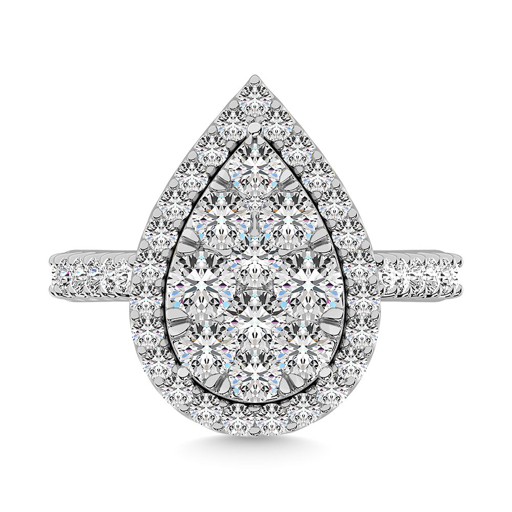 14K White Gold 1 Ctw Diamond Fashion Ring