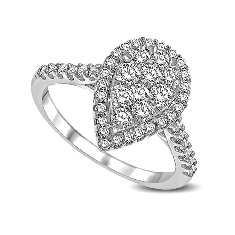 14K White Gold 1 Ctw Diamond Fashion Ring