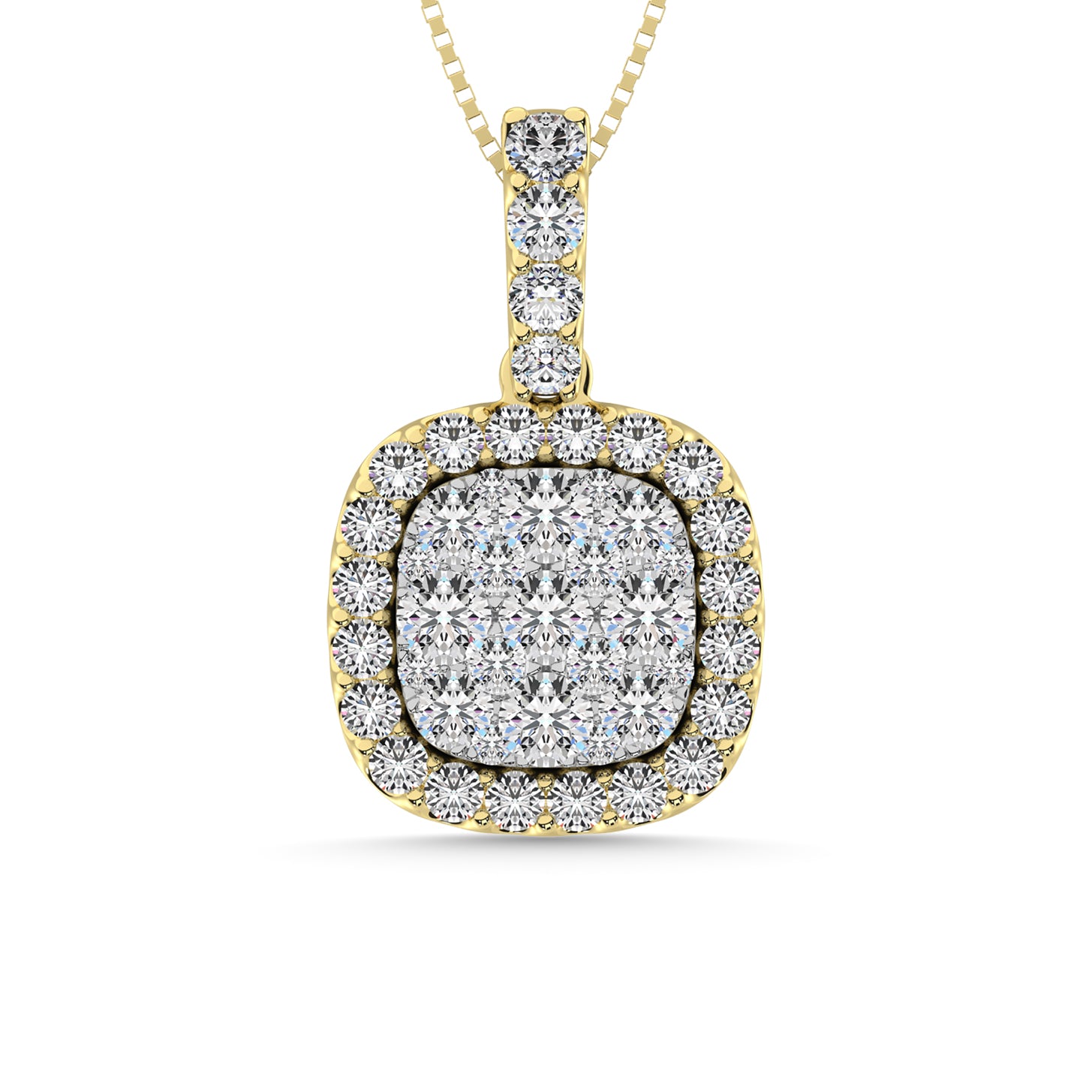 14K White Gold 1 1/4 Ctw Invisible Diamond Fashion Pendant