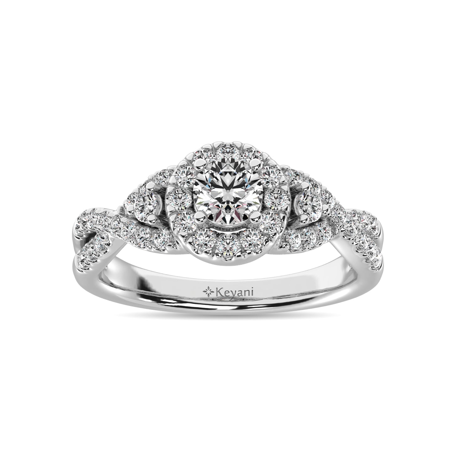 14K White Gold 1 Ct.Tw.Diamond Halo Engagement Ring