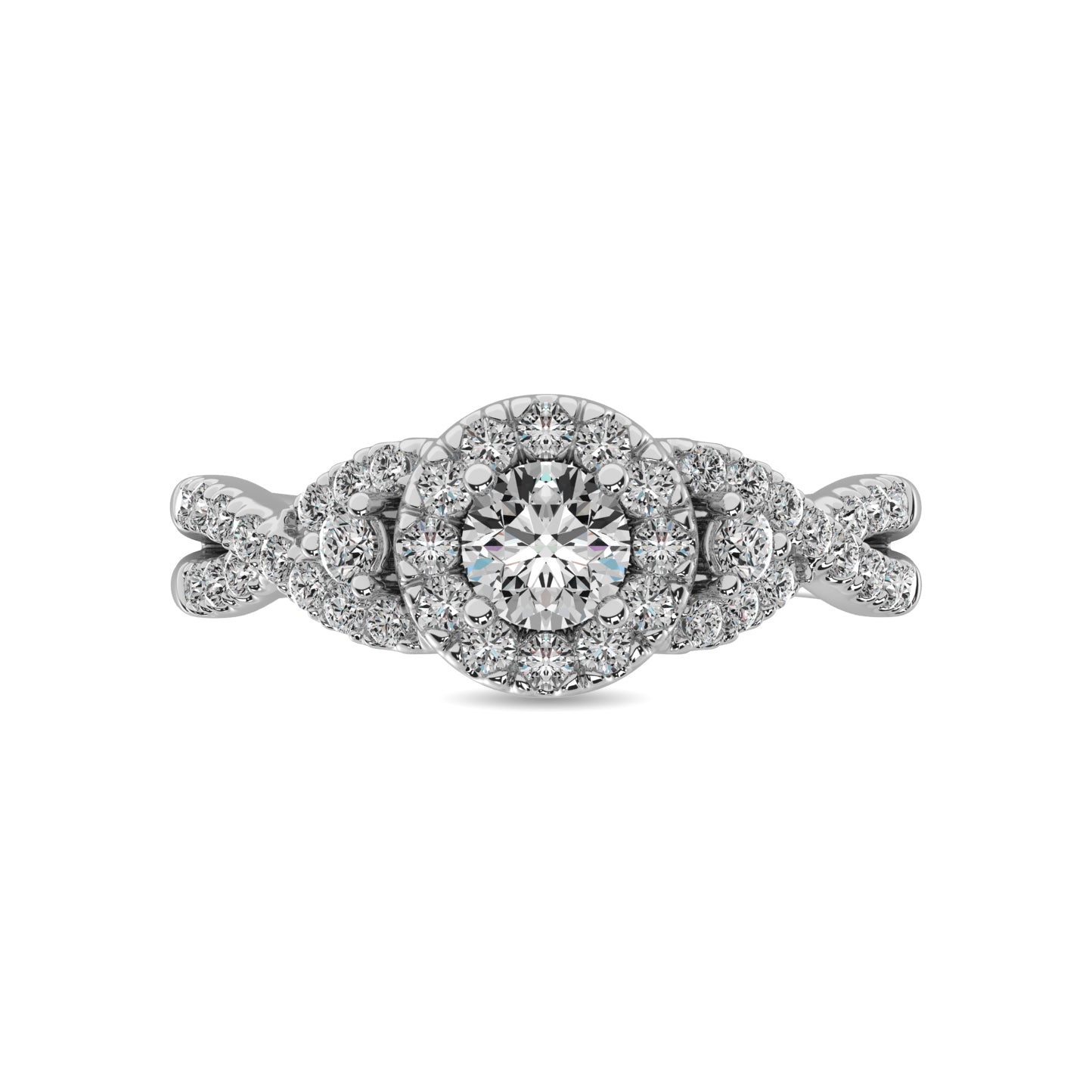 14K White Gold 1 Ct.Tw.Diamond Halo Engagement Ring