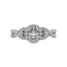 14K White Gold 1 Ct.Tw.Diamond Halo Engagement Ring