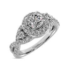 14K White Gold 1 Ct.Tw.Diamond Halo Engagement Ring