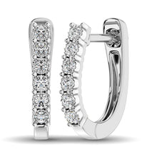 10K White Gold 1/5 Ct.Tw.Diamond Hoop Earrings
