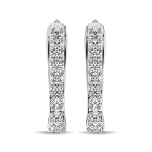 10K White Gold 1/3 Ctw Diamond Hoop Earrrings
