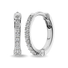 10K White Gold 1/10 Ctw Diamond Hoop Earrrings