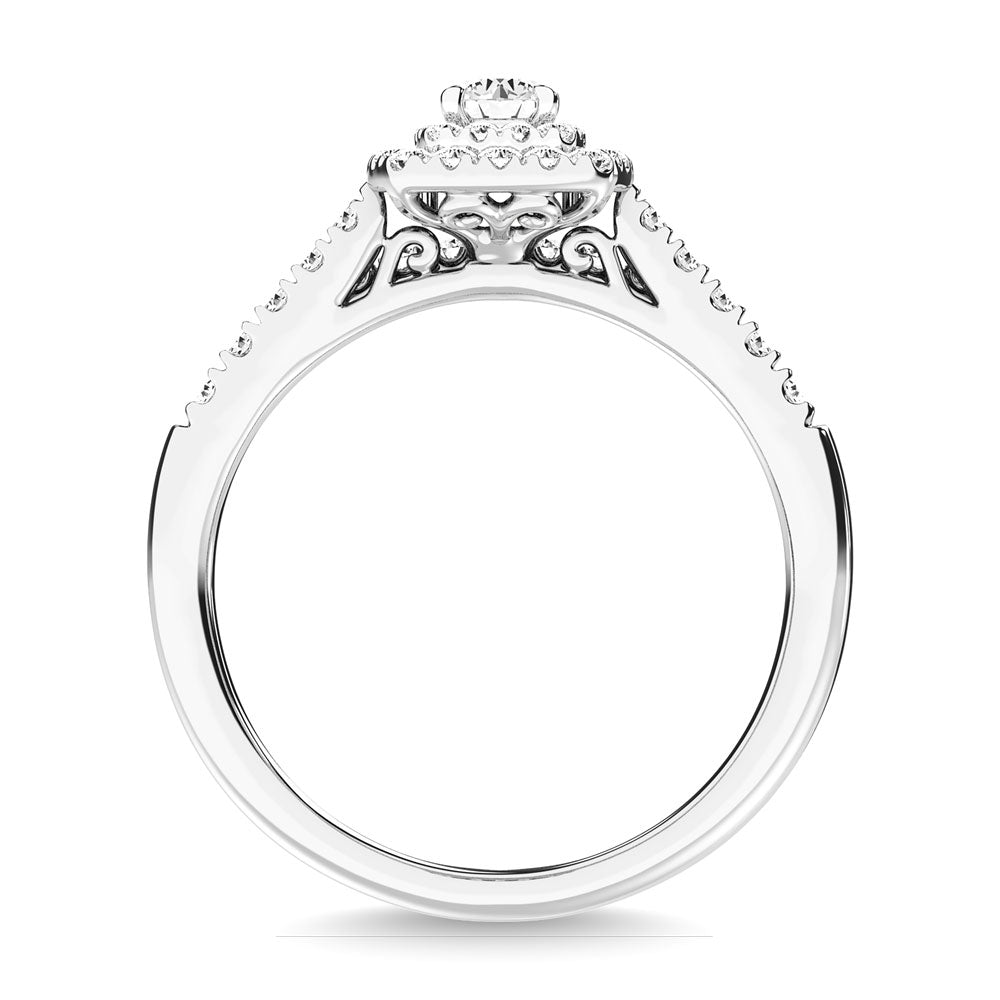 Diamond 3/8.Ct.Tw. Double Halo Bridal Ring in 10K White Gold