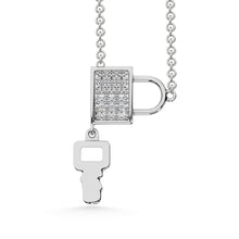 10K White Gold 1/5 Ct.Tw.Diamond Lock & Key Neckalce