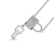 10K White Gold 1/5 Ct.Tw.Diamond Lock & Key Neckalce
