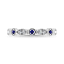 Diamond 1/8 Ct.Tw. And Blue Sapphire Stack Band in 10K White Gold