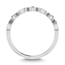 Diamond 1/8 Ct.Tw. And Blue Sapphire Stack Band in 10K White Gold