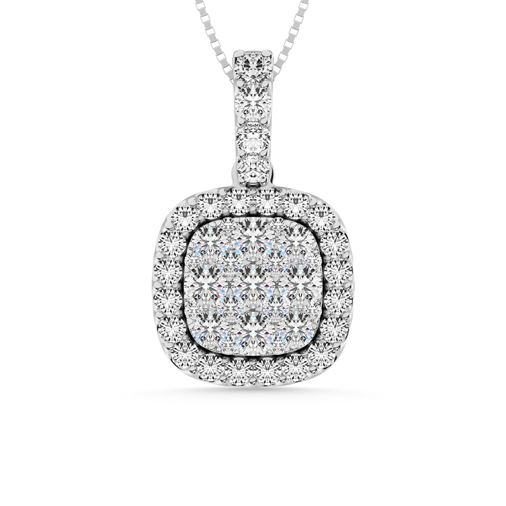 14K White Gold 1/2 Ctw Invisible Diamond Fashion Pendant