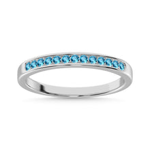 Aquamarine 1/4 Ct.Tw. Ladies Machine Band in 14K White Gold
