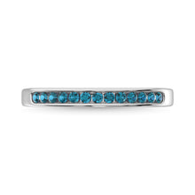 Aquamarine and Alternate Diamond 1/5 Ct.Tw. Ladies Machine Band in 14K White Gold