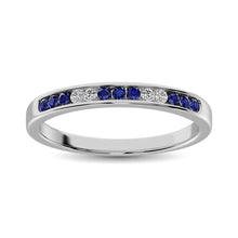 14K White Gold 1/5 Ctw Blue Sapphire & Diamond Machine Band