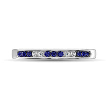 14K White Gold 1/5 Ctw Blue Sapphire & Diamond Machine Band
