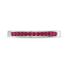 14K White Gold 1/5 Ctw Ruby Machine Band