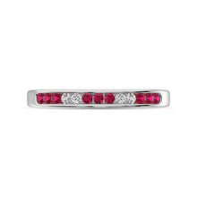 14K White Gold 1/5 Ctw Ruby & Diamond Machine Band