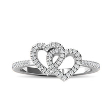 10K White Gold 1/5 Ctw Diamond Double Heart Ring