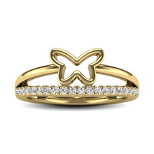 10K Yellow Gold 1/5 Ctw Diamond Butterfly Ring