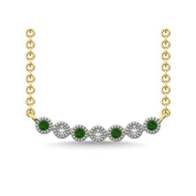 10K Yellow Gold 1/10 Ctw Diamond & Round Tsavorite Necklace