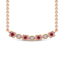 Diamond 1/8 Ct.Tw. And Ruby Fashion Necklace in 10K Rose Gold