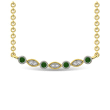 Diamond 1/10 Ct.Tw. And Tsaverite Fashion Necklace in 10K Yellow Gold