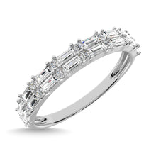 Diamond 1/3 Ct.Tw. Round and Baguette Cut Fashion Band in 10K White Gold