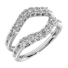 14K White Gold 1/2 Ct.Tw. Round and Baguette Diamond Guard Ring
