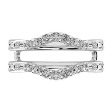 14K White Gold 1/2 Ct.Tw. Round and Baguette Diamond Guard Ring