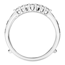 14K White Gold 1/2 Ct.Tw. Round and Baguette Diamond Guard Ring