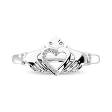 10K White Gold Diamond Accent Claddagh Ring