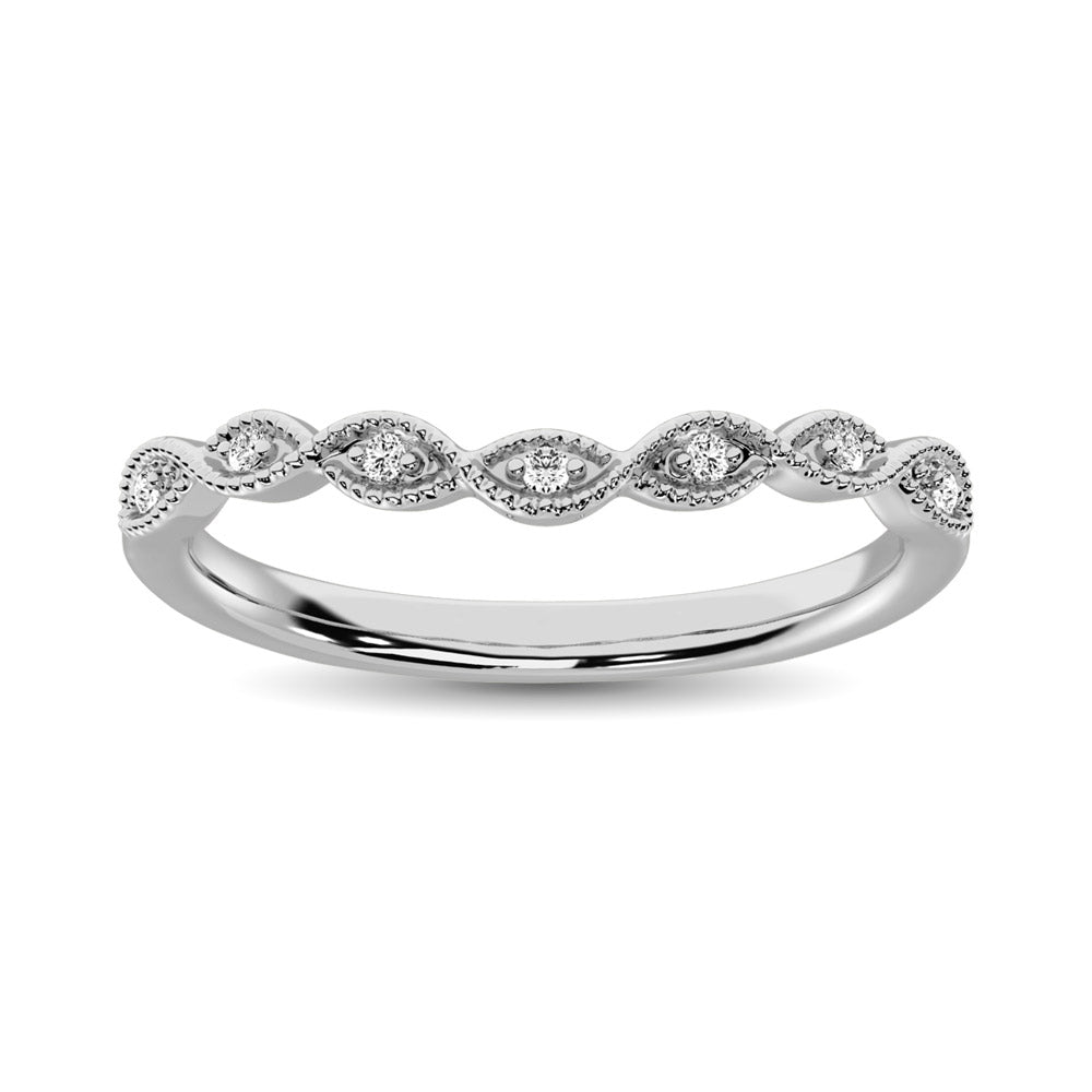 10K White Gold 1/20 Ctw Diamond Stackable Ring