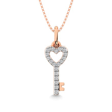 10K Rose Gold 1/10 Ctw Diamond Double Heart Pendant