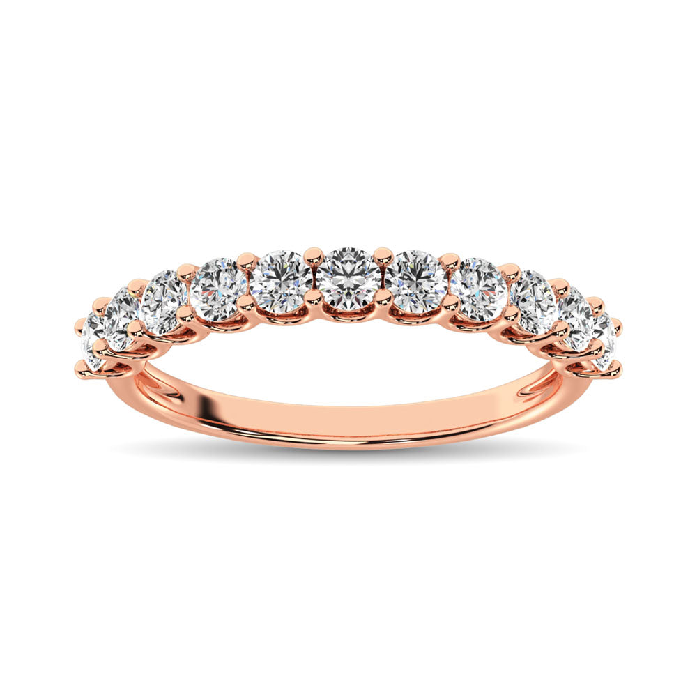 14K Rose Gold Diamond 3/4 Ct.Tw. 9 Stone Anniversary Band