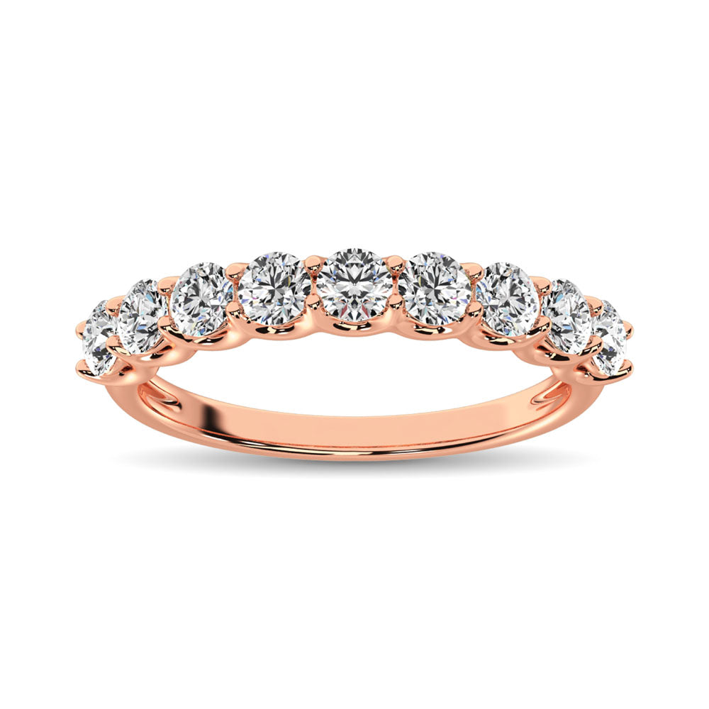 14K Rose Gold Diamond 1 Ct.Tw. 9 Stone Anniversary Band